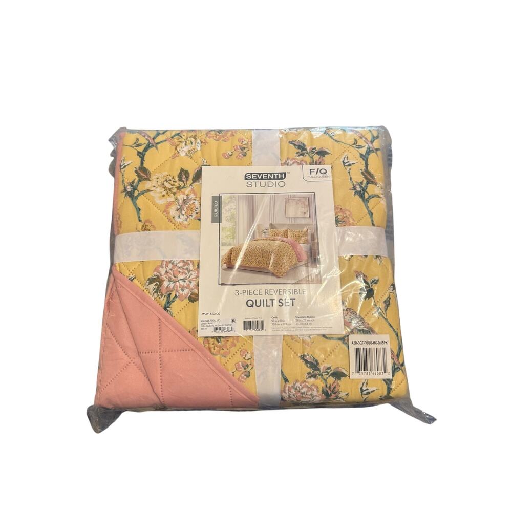 Seventh Studio Adrienne Floral 3 Piece Full/Queen Quilt Set -- Bed in a Bag - Picture 2 of 6